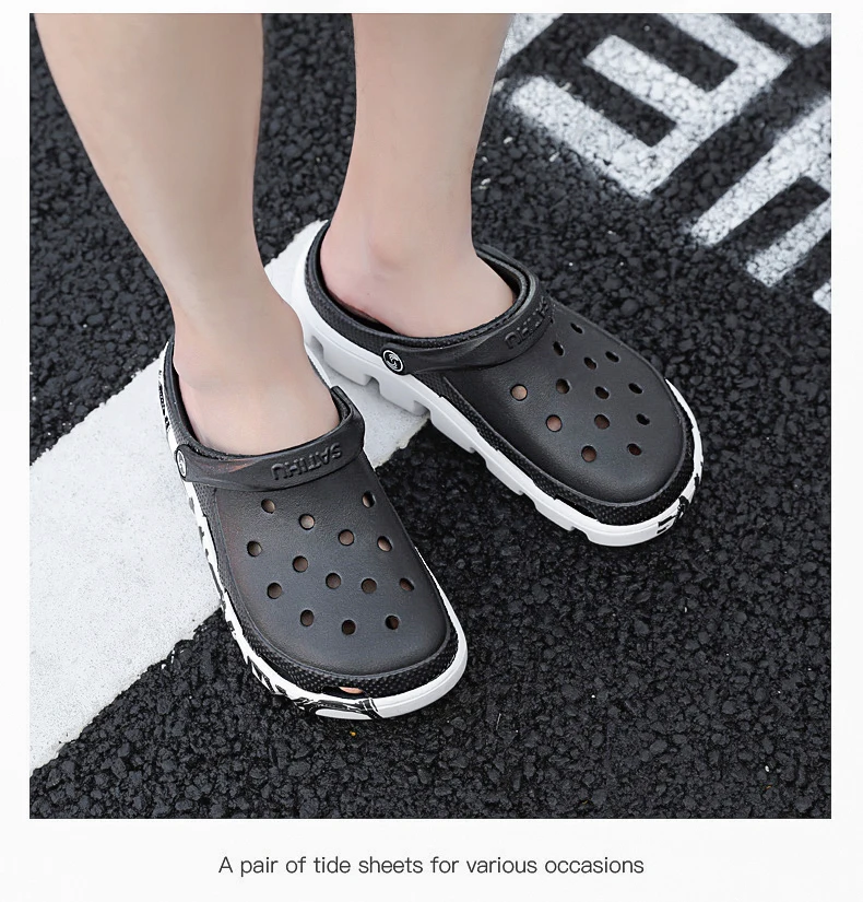 SERENE Brand Croc Summer Casual Sandals New Man Aqua Clog Slipper Hot Male Band Sandalias Swimming Shoe Ocean Beach Garden Shoes (11)