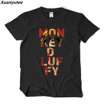 

Xuanyutee 2018 New Arrival One Piece Animal Cartoon Cotton Short Sleeve O-neck Print Monkey.D.Luffy Hipster T-shirt Men EU XS2XL