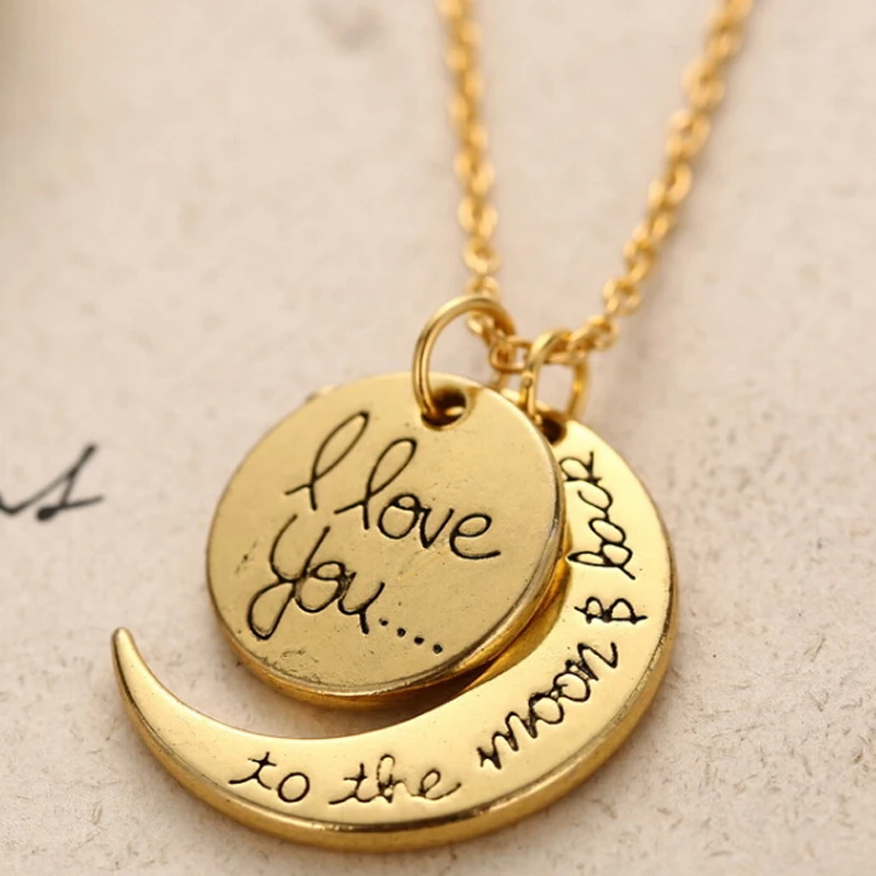 LNRRABC Sale Long Ladies Necklaces Gold Silver Color Letter I Love You