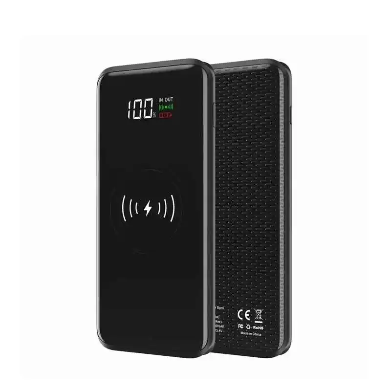 10000 мАч QI Беспроводное зарядное устройство, внешний аккумулятор для iPhone, samsung, Xiaomi, внешний аккумулятор, двойное USB зарядное устройство, беспроводной внешний аккумулятор - Тип штекера: Black