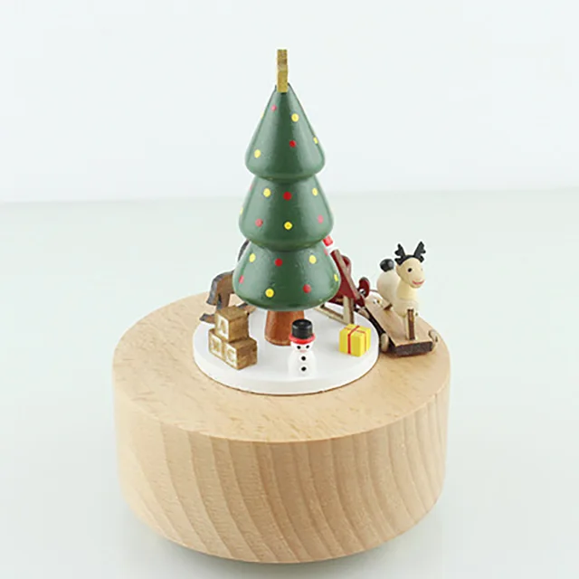 Christmas Gift Music Box Wooden Musicial Box With Song Craft Retro