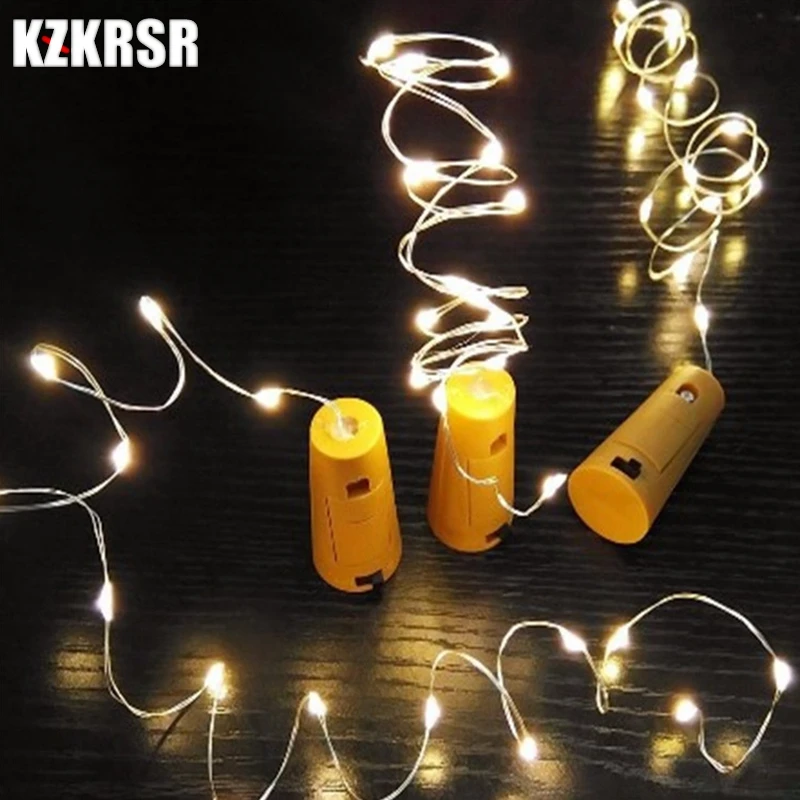 KZKRSR 6 шт. 2 м 20 светодиодный в форме пробки стеклянная бутылка вина пробка светодиодная гирлянда на батарейке огни для бара Рождественские