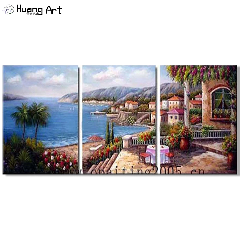 

Hand Painted Modern Oil Painting On Canvas Mediterranean Landscape Wall Paintings For Living Room Decor Seascape Wall Pictures