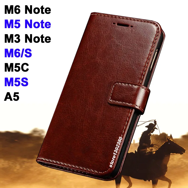 

Meizu M6 note case leather Crazy horse case for M5s Meizu M5 Note case Royal wallet original Meizu M5c case A5 meizu m3 note pro