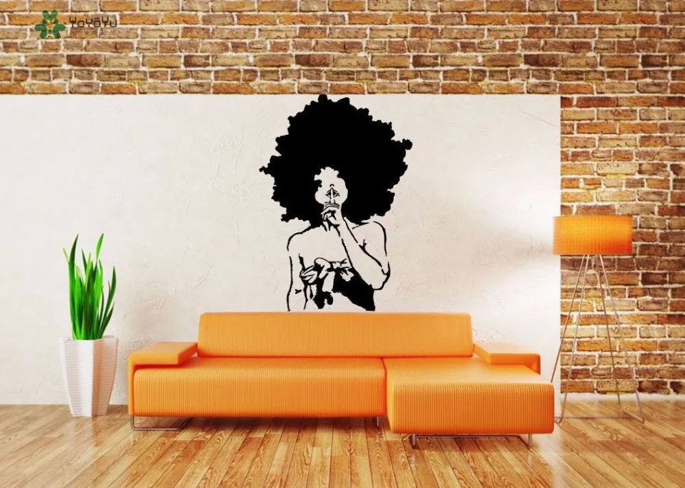 

YOYOYU Wall Decal Vinyl Art Room Decor Sticker Mural Afro Girl Ebony Lady Hair Removeable Home Mural Poster Decoration YO482
