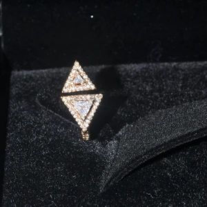 Hibride роскошь дизайн Треугольники кольцо с фианитом Для женщин обручальное кольцо из розового золота-Цвет Регулируемый безразмерное кольцо на палец Anillos R-188 - Цвет основного камня: Белый