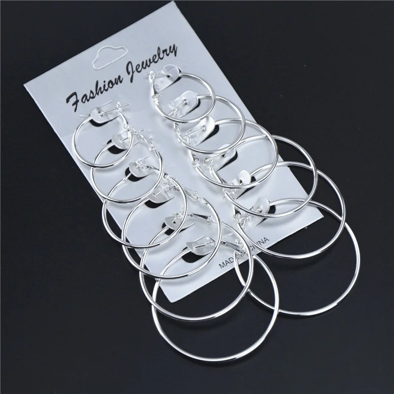 

ZCHLGR New Design Hoop Earrings Set For Women Girls 2019 Bohemian Gold Silver Long Earring Female Fashion Wedding Jewelry