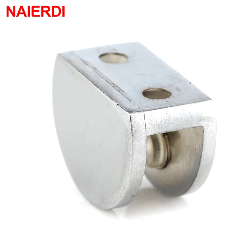 4 stücke NAIERDI Halbe Runde Glas Klemmen Flugzeug Zink-legierung Regale Unterstützung Zwei Loch Ecke Halterung Clips Für 8mm möbel Hardware