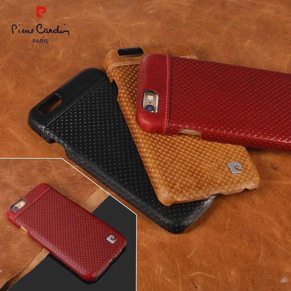 

For iPhone 6 6s PLus 7 7Plus Phone cases Pierre Cardin Genuine Leather Hard Back Case Cover 3 Color Free Shipping