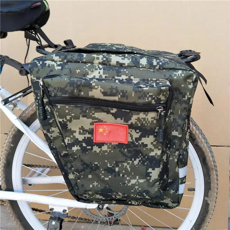 Discount Mountain Road Bicycle Bike 2 In 1 Camo Trunk Bags Cycling Double Side Rear Rack Tail Seat Pannier Pack Luggage Carrier 2
