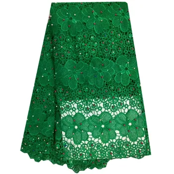 

Free Shipping African Cord Lace.Embroidered Mesh Lace Fabric.Green Nigerian Guipure Lace For Women Dress Fabric High Quality