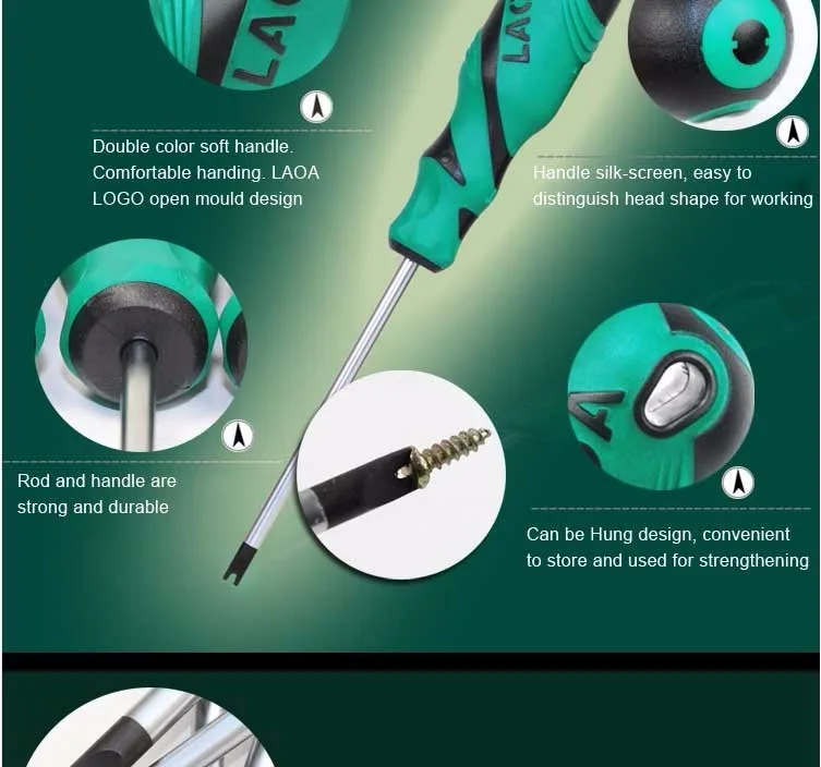 LAOA 4 шт. специальная "U" форма S2 Набор отверток из легированной стали Gongniu отвертка с двойной цветной ручкой Отвертка болт драйвер
