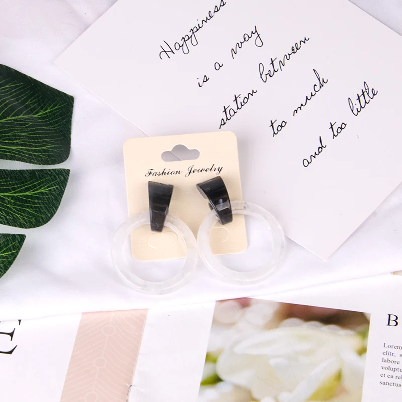 GuanLong Trendy Long Circle Acrylic Drop Earring for Women Fashion Jewelry Big Geometric Round Resin Dangle Earrings 2019 New (4)