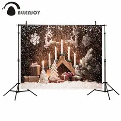 Allenjoy Рождество фон свеча снег Снежинка подарки Лось дерево деревянная стена фон фото стенд фон фотография винил