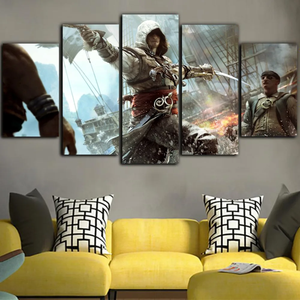 5 шт. Cuadro Decorativo Assassins Creed холст художественные настенные картины для гостиной живопись настольная игра картина плакаты искусство