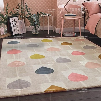 

Modern rectangle Acrylic Large Carpet For Living Room Bedroom Rug Cute pink design bedroom fashion custom rug fitting room mat