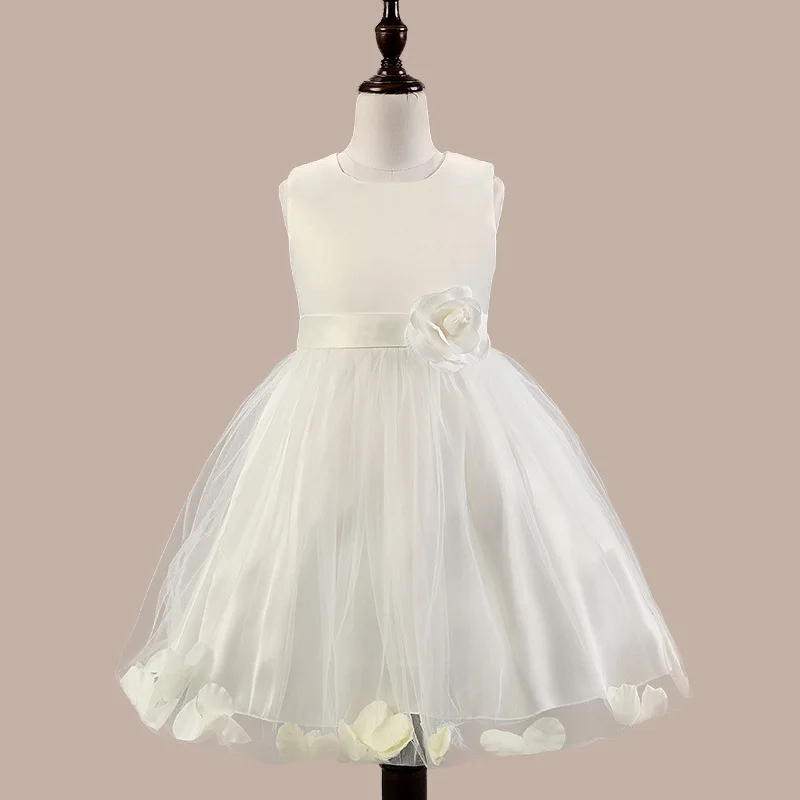 BacklakeGirls/Новинка; платье из органзы и тюля без рукавов; вечернее платье; Vestido Meninas; платье с цветочным узором для девочек; 3 D - Цвет: white
