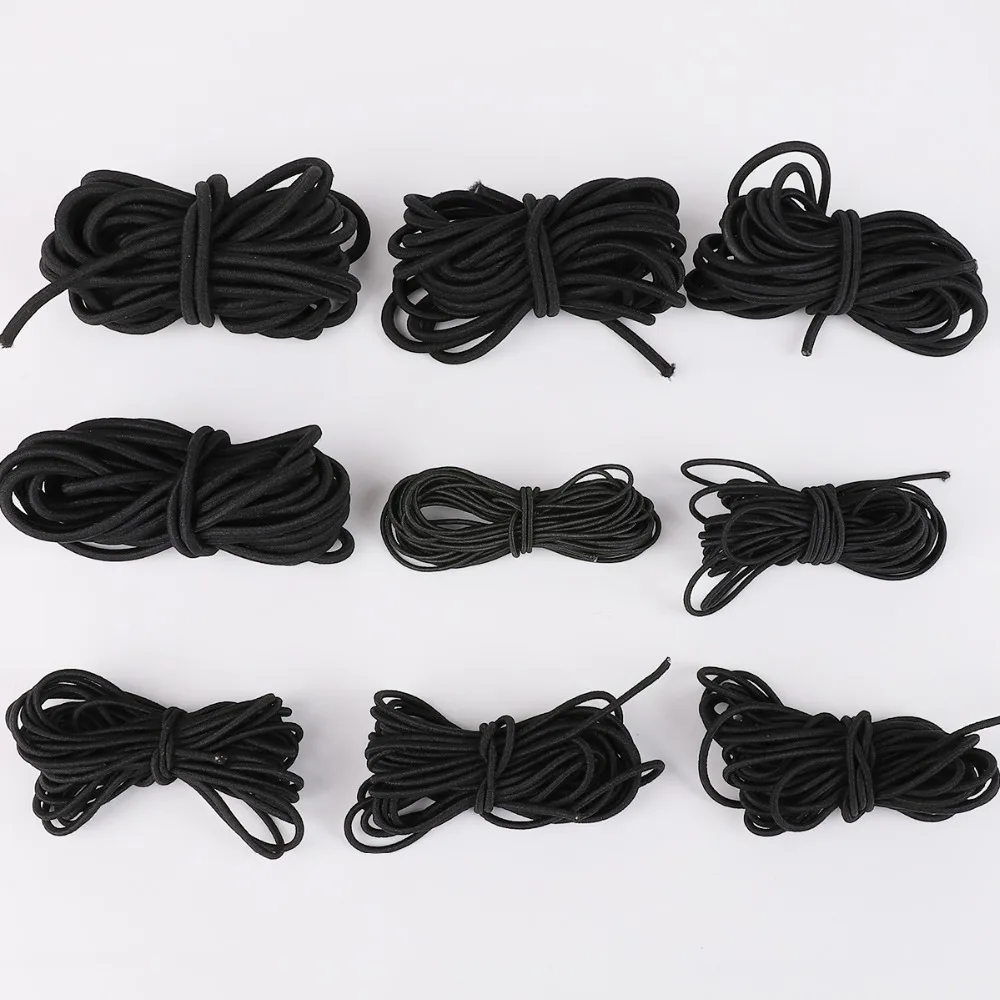 

2Meter/Bag Various Sizes Black Round Elastic Cord Beading Stretch Thread/String/Rope for DIY Necklace Bracelet Jewelry Making