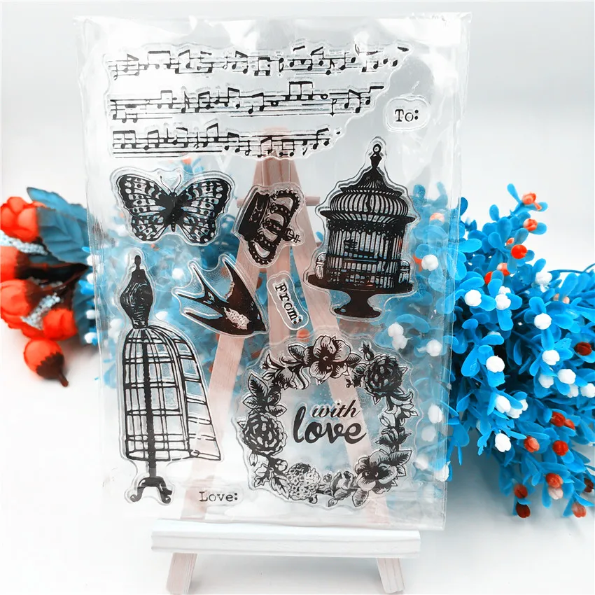 

Hot sale Butterfly bird cage Transparent Clear Stamps / Silicone Seals Roller Stamp for DIY scrapbooking photo album/Card Making