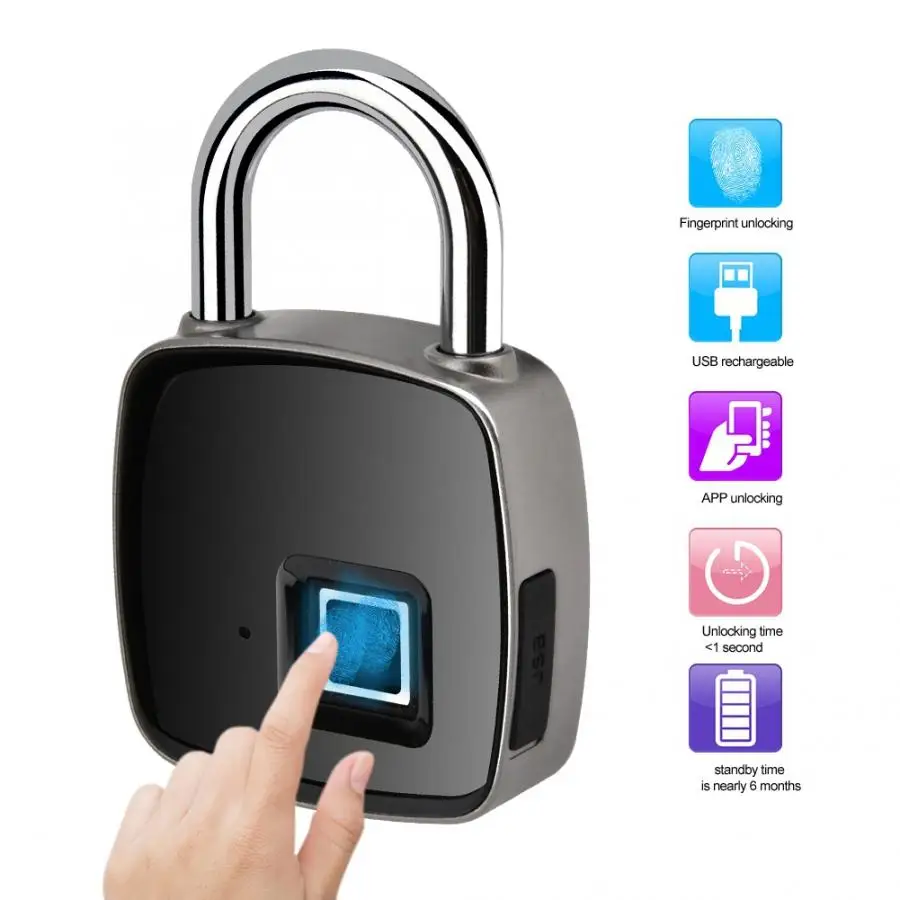 

BT Fingerprint Padlock Smart Keyless Padlock Luggage Backpack Lock 2019 New
