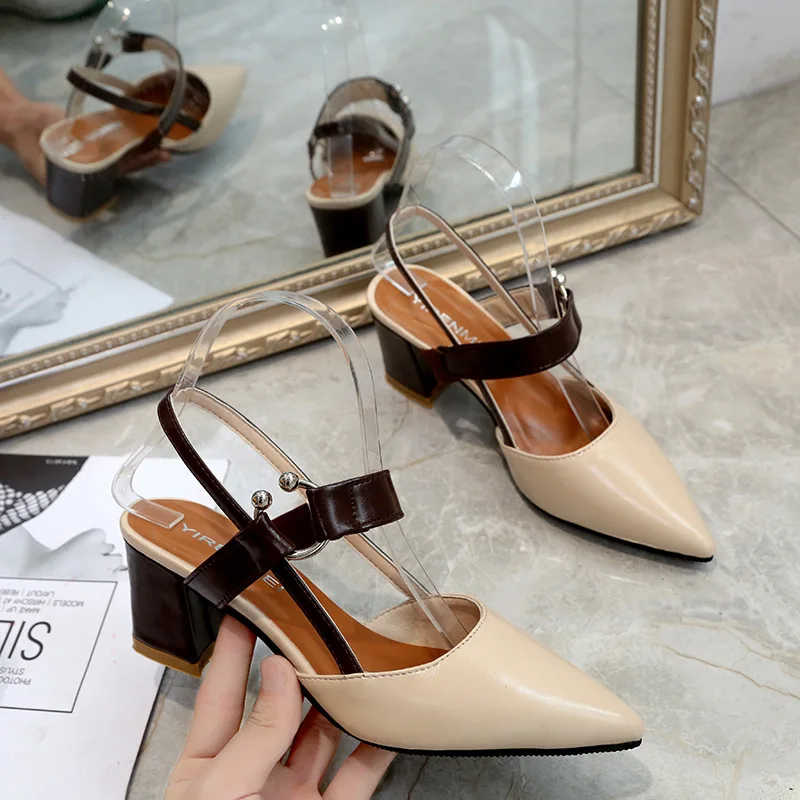 

Summer Hollow Women Sandals Thick Heel Ankle Strap Fashion Sandal Female Party Shoes