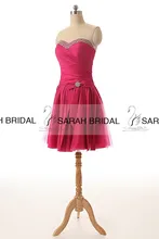 Auf Lager Kurze Perlen Prom Kleider 2015 Schatz A-Line Graduation Dresses Partei-kleid Gefaltete Mini Satin Streich Lace up SD174