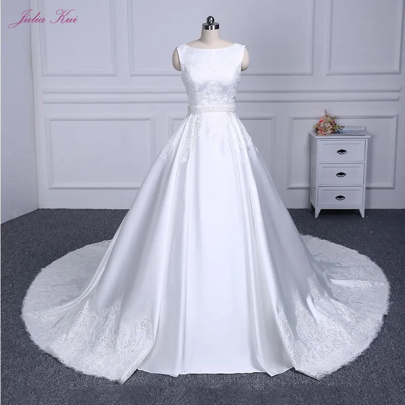 Elegant Cap Sleeves Bridal Dress Beautiful Lace Up A Line Wedding Luxury Pure Satin Princess Gown | Свадьбы и торжества