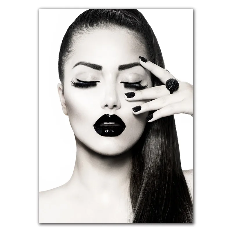 Makeup Girl Wall Pictures Art Print Fashion Beauty Canvas Painting Red Lip Art Poster Eyelash Wall Decor картины HD2613