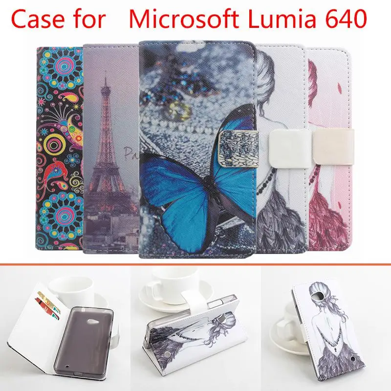 

High Quality Pattern Flip Leather Case Cover For Microsoft Lumia 640 with stand function and card slots