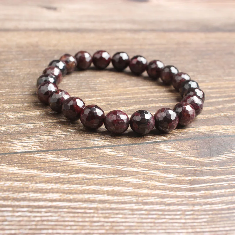 garnet Ланьли 6/8/10 мм натуральный ювелирные изделия из жемчуга винно-красного цвета граненые гранатовый камень, бисер браслет шармы Йога Для женщин медитация амулет - Цвет: garnet