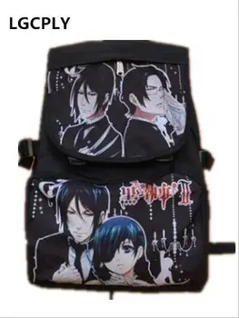 

Hot-selling Men Black Butler Backpack Anime Cosplay Sebastian Michaelis style children Bag Female flap cover school bag