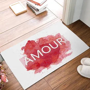 

Amour - On Simple Chic Pink And White Ink Art Background Door Mats Kitchen Floor Bath Entrance Rug Mat Rubber Non Slip