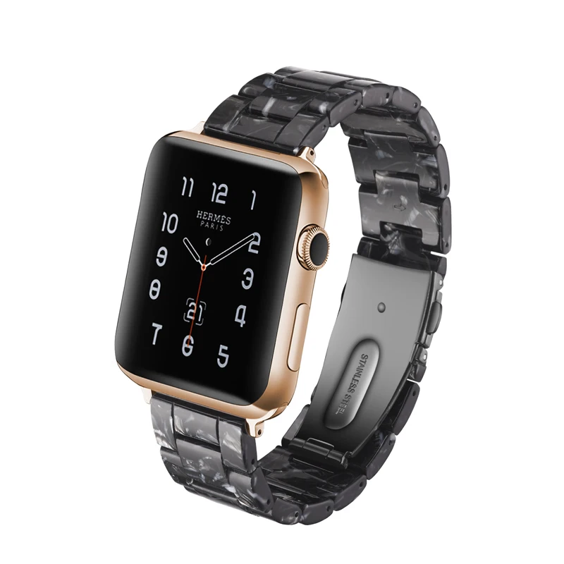 Ремешок из смолы для apple watch 42 мм 38 мм 40 мм 44 мм correa pulseira, ремешок для часов iwatch, браслет серии 5 4 3 2 1, ремешок для часов - Цвет ремешка: black