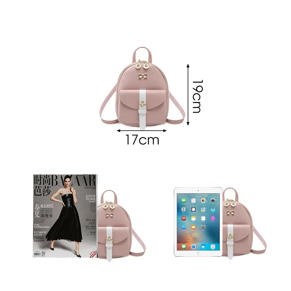  Herald Fashion Small Women Backpack Mini Panelled School Book Bag for Teenage Girls Female Soft Lea - 33058737086