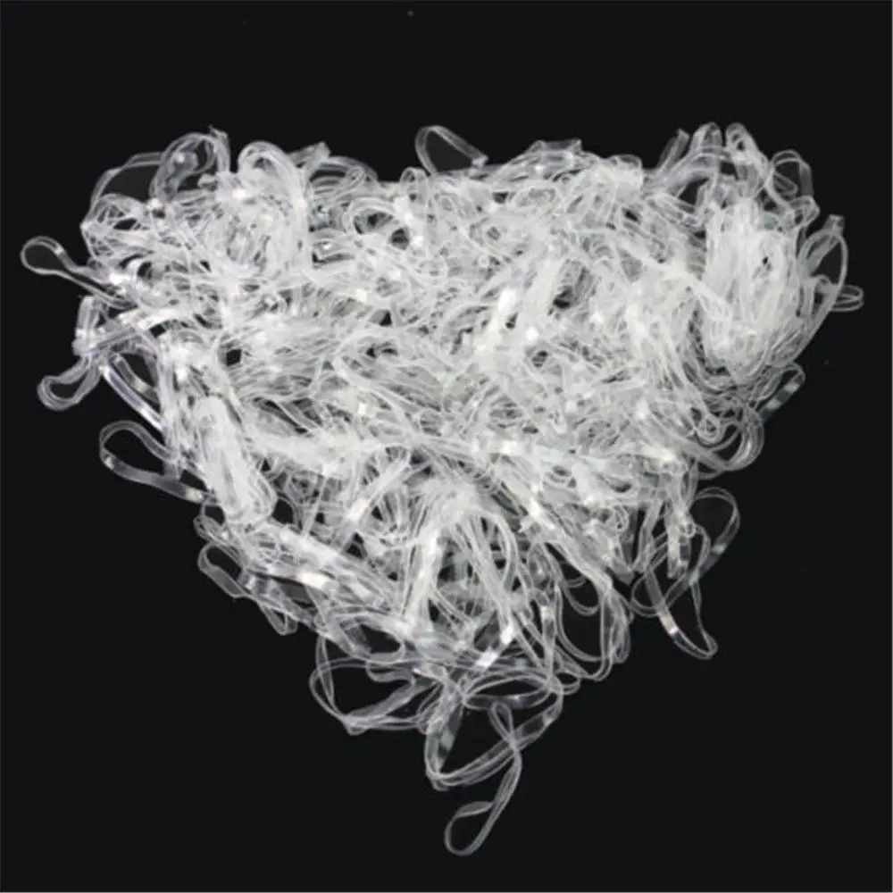500 шт. прозрачный резиновая Hairband Веревка хвост держатель эластичные Для женщин волос Галстуки