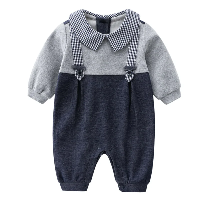 Baby Boy Soft Denim Romper Crawler New Spring Kids Boy Gentleman Jumpsuit Overall Onesie Infant