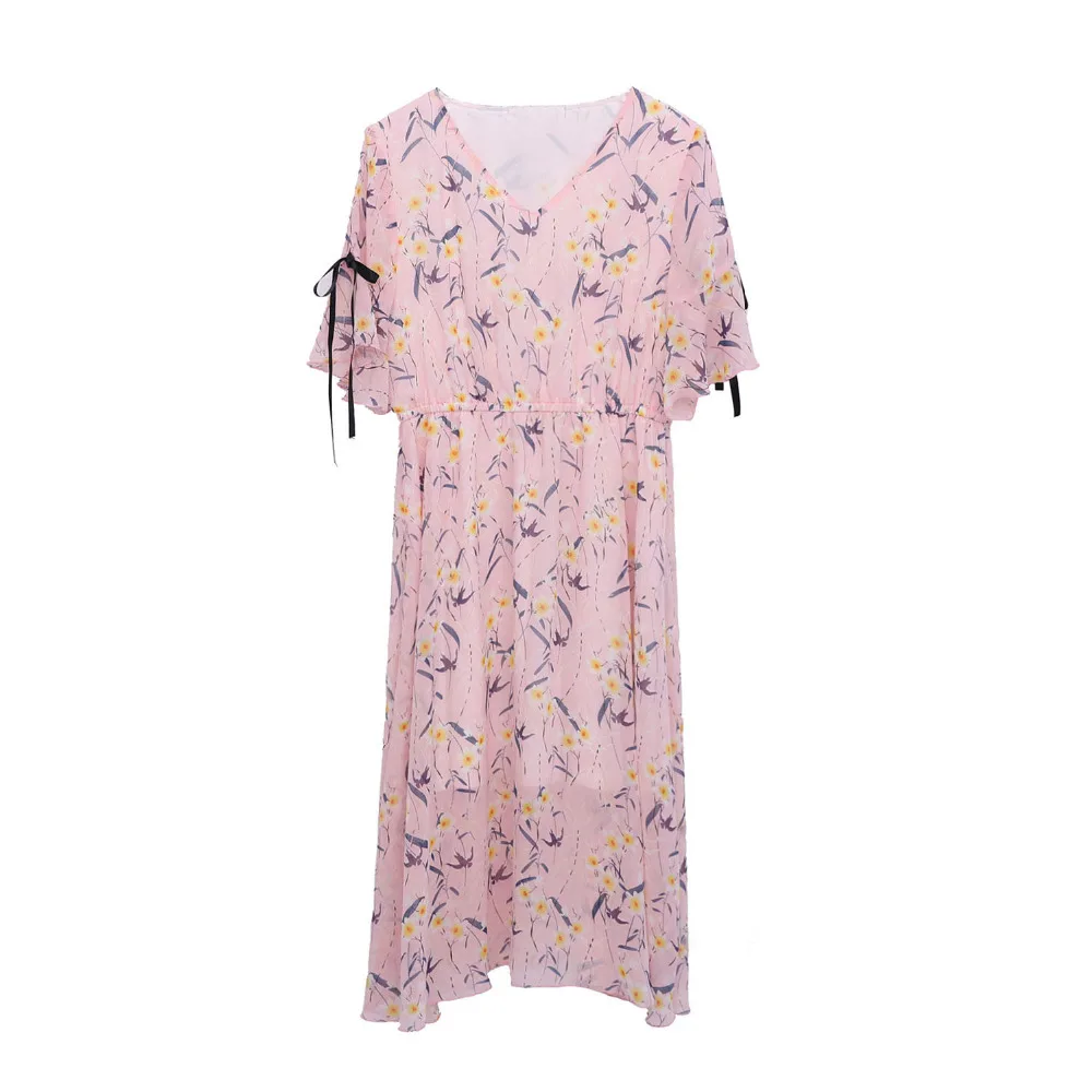 

Fashion new sweet print chiffon dress xl-4xl plus size women