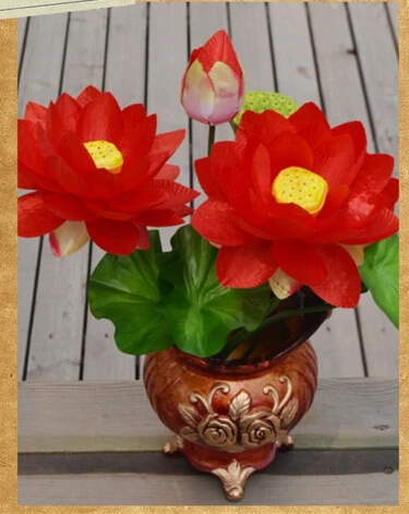 Поддельные цветок лотоса кучу 48 см 10 шт. моделирование Water Lily 6 цветов 7 стеблей для Свадебная вечеринка дома искусственные декоративные цветы