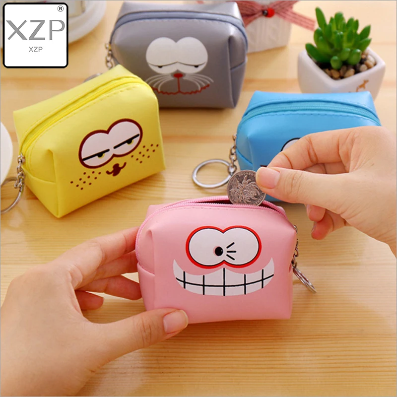 XZP monederos de dibujos animados divertidos para mujer, monedero cuadrado extraño llavero, Mini bolso cuero PU, regalos para estudiantes| Monederos| - AliExpress