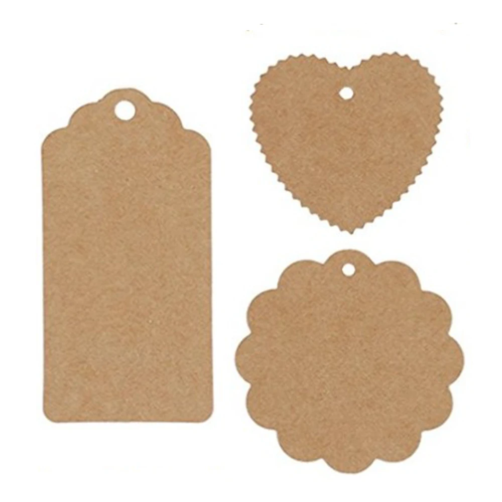

120pcs/Set 3 Style Heart Kraft Paper Card Gift Tag Circle Disc Tags Decor Gift Tags Laser Cut Craft Paper Card Blank Label