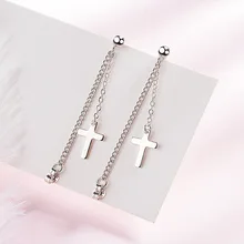 Винтажные серьги с крестом, маленькая цепочка, серьги-гвоздики с кисточками, крутые, красивые, Два ношения, металлические, Kpop, серьги со звездами для женщин, девочек, подарки