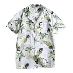 Womail 2019 Новое поступление мужская летняя Модная рубашка с принтом фруктов и пуговицами, приталенная рубашка с коротким рукавом, мужские