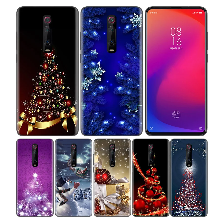 

Phone Pattern Black Rubber Soft Silicone Case Bag Cover for Redmi 7A Note 7 6 7S Y3 K20 Pro Core Shell Happy New Year Christmas