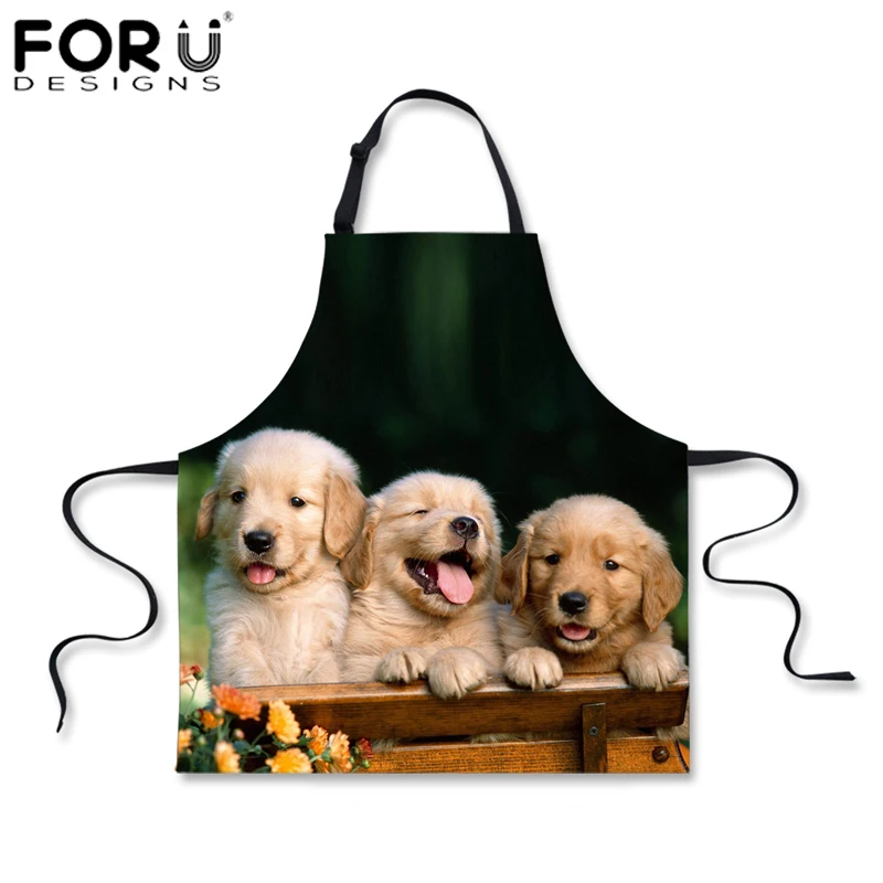 Forudesigns Funny Cute Husky Dog Apron Women Man Chef Cooking Cleaning