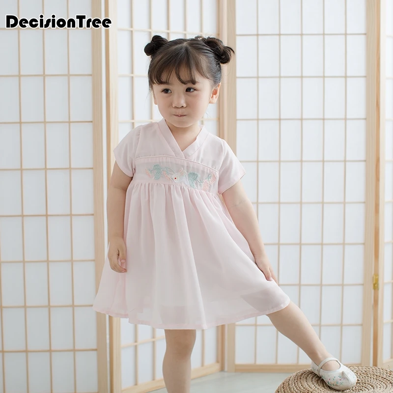 

2019 new girl ancient chinese traditional national costume hanfu pink dress princess children hanfu dresses cosplay clothing