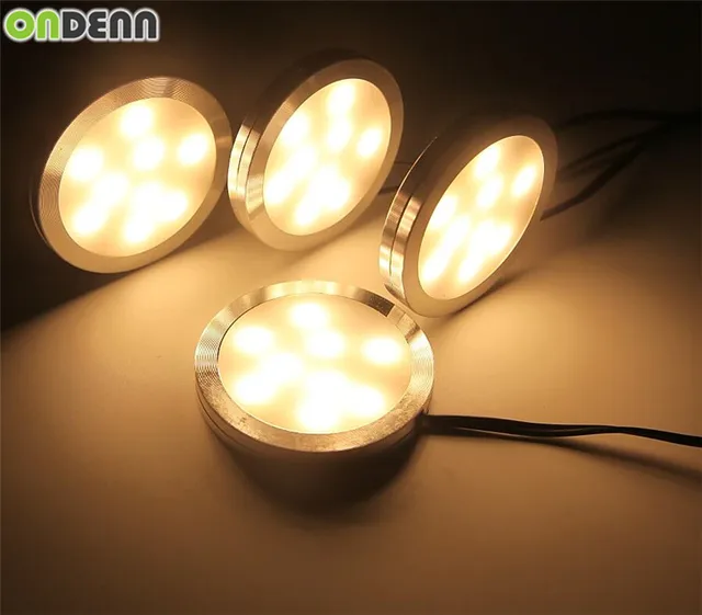 led under cabinet puck lights with 2 way switch 4 lamps kit 12v us
