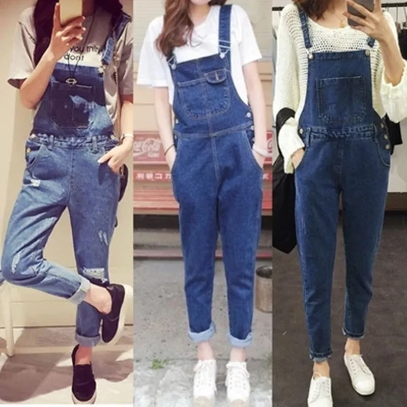 

Denim Overalls Stretch Harem Piece Pants Loose Hot Sale Dungarees Women Ripped Denim Jumpsuits Casual Jeans Stretch Romper Lady