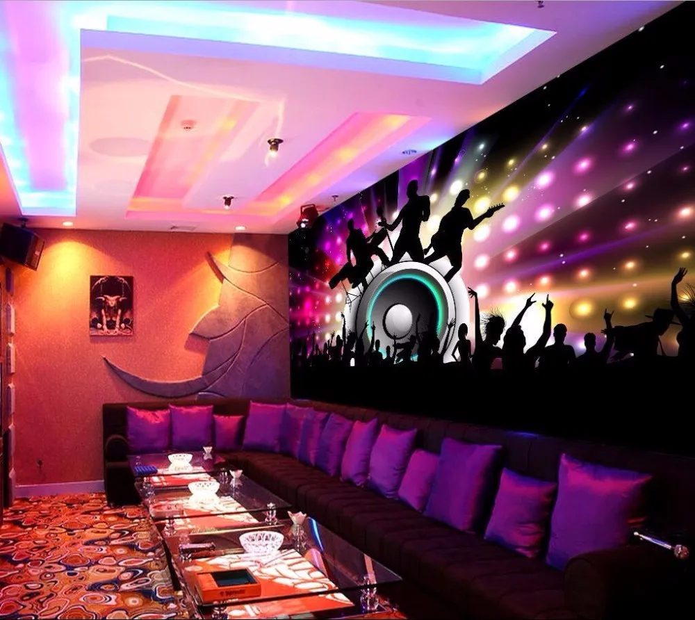 Beibehang Пользовательские Музыка рок пение бар КТВ Дискотека ночной клуб настенные покрытия фрески обои для стен 3 d обои домашний декор