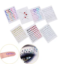 Autocollant de sourcils de noël à paillettes de cristal, étiquette adhésive, pour visage, bijoux, Festival, fête, yeux, tatouage, maquillage, décor de noël, DIY bricolage