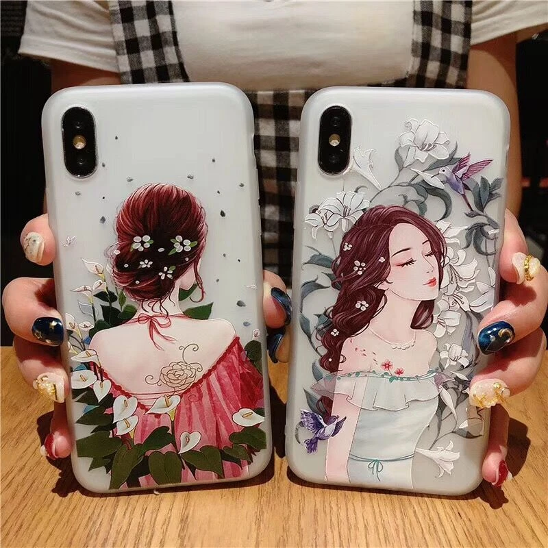 HOTR Cute Cartoon Flowers Case For iphone X XS XR MAX 6 6s 7 8 plus Phone Cases Lovely Girl Cover for Apple |